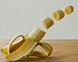 banana being cut up